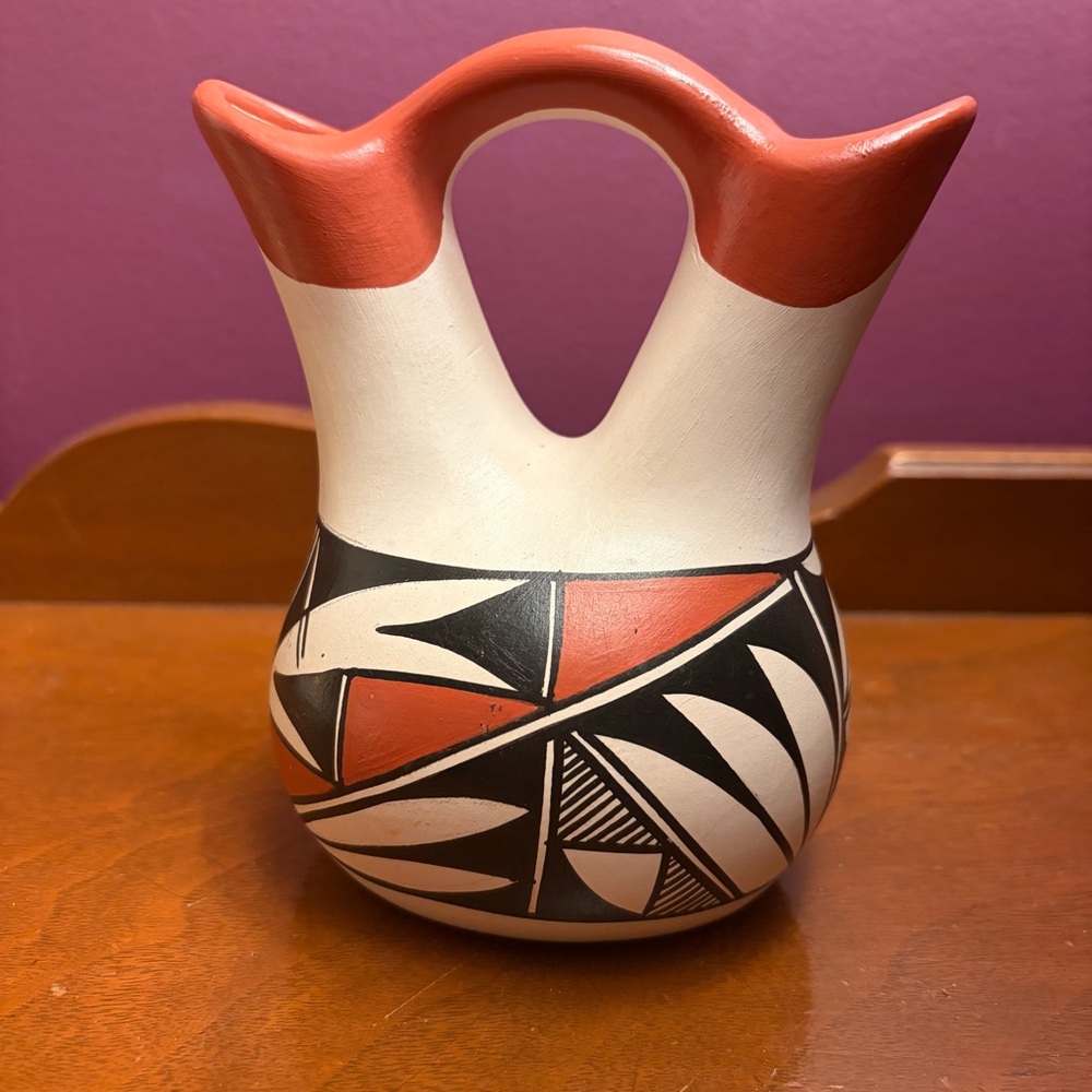 Native American Ruby Lucero Acoma Pueblo Wedding Vase Pottery
